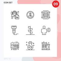 9 User Interface Outline Pack of modern Signs and Symbols of machine kayak person game athletics Editable Vector Design Elements