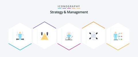 Strategy And Management 25 Flat icon pack including direction. circle. sucess. success. chart vector