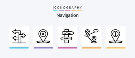 Navigation Line 5 Icon Pack Including route. location. globe. pin. map. Creative Icons Design vector