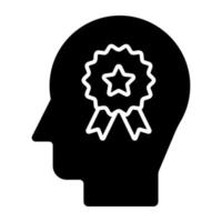 Conceptual solid design icon of mind quality vector