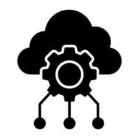 Conceptual solid design icon of cloud setting vector