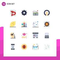 Mobile Interface Flat Color Set of 16 Pictograms of food spa support hand spa hand Editable Pack of Creative Vector Design Elements