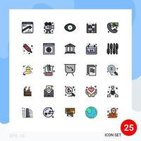 conjunto de 25 iconos modernos de la interfaz de usuario signos de símbolos para llamar elementos de diseño vectorial editables para el hogar de las artes vivas vector