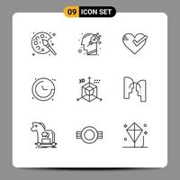 Set of 9 Commercial Outlines pack for navigation direction plugin compass good Editable Vector Design Elements