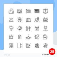 Mobile Interface Line Set of 25 Pictograms of timer synthesizer camera synthesiser keyboard Editable Vector Design Elements