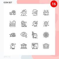 Modern Set of 16 Outlines and symbols such as sleep diet summer bed food Editable Vector Design Elements