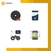 Flat Icon Pack of 4 Universal Symbols of cd game peripheral device drop video game Editable Vector Design Elements