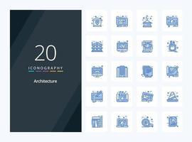 20 icono de color azul arquitectura para presentación vector