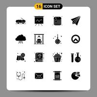 Solid Glyph Pack of 16 Universal Symbols of data cloud food send contact us Editable Vector Design Elements