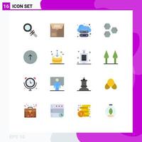 Group of 16 Flat Colors Signs and Symbols for browser space infrastructure shape hexagon Editable Pack of Creative Vector Design Elements