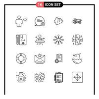 Pictogram Set of 16 Simple Outlines of construction trailer interaction truck schooling Editable Vector Design Elements