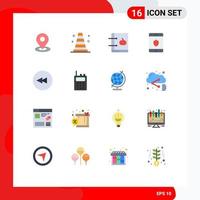 Modern Set of 16 Flat Colors and symbols such as rewind backward book smartphone security Editable Pack of Creative Vector Design Elements