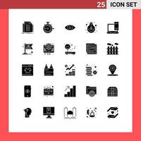 25 User Interface Solid Glyph Pack of modern Signs and Symbols of idea education release mobile design Editable Vector Design Elements