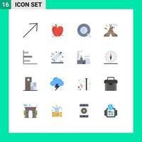 Group of 16 Modern Flat Colors Set for performance graphic form finance camp Editable Pack of Creative Vector Design Elements