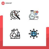 Universal Icon Symbols Group of 4 Modern Filledline Flat Colors of color flask hobby chemistry lab science Editable Vector Design Elements