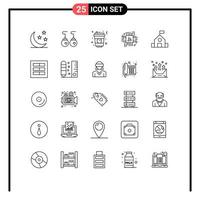 conjunto de 25 iconos de interfaz de usuario modernos símbolos signos para educación finanzas soda computadora industria fintech elementos de diseño vectorial editables vector