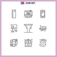 9 Creative Icons Modern Signs and Symbols of funnel exparimant physics smart phone education expariment Editable Vector Design Elements