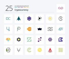 Cryptocurrency 25 Flat Color icon pack including coin. crypto currency. grid coin. crypto. elastic vector