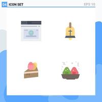 Modern Set of 4 Flat Icons Pictograph of web dessert time easter egg Editable Vector Design Elements