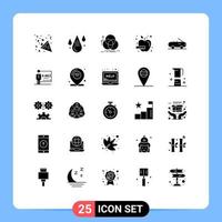 25 Solid Glyph concept for Websites Mobile and Apps vegetable diet drop apple measurement Editable Vector Design Elements