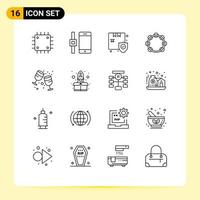 16 Creative Icons Modern Signs and Symbols of birthday sound shop music audio Editable Vector Design Elements