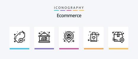paquete de iconos de la línea 5 de comercio electrónico que incluye abrir. reloj. paquete. compras. diseño de iconos creativos vector