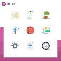 Flat Color Pack of 9 Universal Symbols of skin dermatology melon dermatologist windmill Editable Vector Design Elements