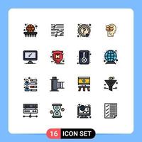 Universal Icon Symbols Group of 16 Modern Flat Color Filled Lines of user unbox song box question Editable Creative Vector Design Elements