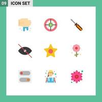 Mobile Interface Flat Color Set of 9 Pictograms of media view screw deny tools Editable Vector Design Elements