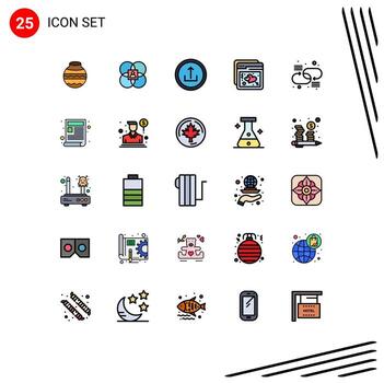 Editable Vector Line Pack of 25 Simple Filled line Flat Colors of ux internet model navigation interface Editable Vector Design Elements