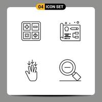 Set of 4 Modern UI Icons Symbols Signs for back to school arrow formula web less Editable Vector Design Elements