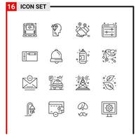 Set of 16 Commercial Outlines pack for design web preferences hand web options selling Editable Vector Design Elements