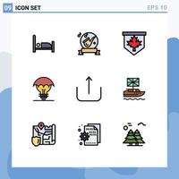 Set of 9 Modern UI Icons Symbols Signs for multimedia idea tag defence proteced ideas Editable Vector Design Elements