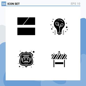 paquete de signos y símbolos de glifos sólidos modernos para medios de impresión web, como la edición de diseño de base de datos de robots, signo de bombilla, elementos de diseño de vectores editables