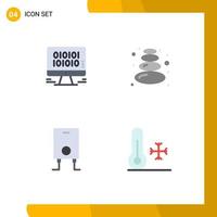 Universal Icon Symbols Group of 4 Modern Flat Icons of data water web stone temperature Editable Vector Design Elements