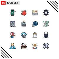 Universal Icon Symbols Group of 16 Modern Flat Color Filled Lines of electric vehicle maintenance key vehicle configuration setting Editable Creative Vector Design Elements