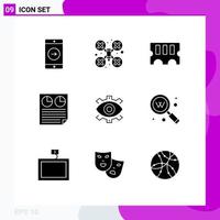 User Interface Pack of 9 Basic Solid Glyphs of creative report hardware pie document Editable Vector Design Elements