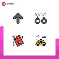 4 Filledline Flat Color concept for Websites Mobile and Apps arrow gas upload police waste Editable Vector Design Elements