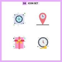 4 Universal Flat Icons Set for Web and Mobile Applications computer present hardware time coin Editable Vector Design Elements