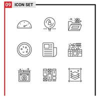 User Interface Pack of 9 Basic Outlines of microbe education bug biology virus Editable Vector Design Elements