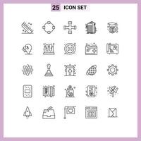 Universal Icon Symbols Group of 25 Modern Lines of education connected construction and tools smart city building Editable Vector Design Elements