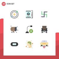 Set of 9 Commercial Flat Colors pack for gadget computers indian announcement baraban Editable Vector Design Elements