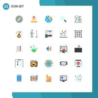 Mobile Interface Flat Color Set of 25 Pictograms of dream big globe search look Editable Vector Design Elements