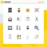 Modern Set of 16 Flat Colors Pictograph of vacuum newsletter leaf email seo Editable Pack of Creative Vector Design Elements