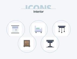 paquete de iconos planos interiores 5 diseño de iconos. hogar. candelabro. cortina. dormitorio. arrollado vector