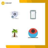 Modern Set of 4 Flat Icons and symbols such as finance iphone secure smart phone tree Editable Vector Design Elements