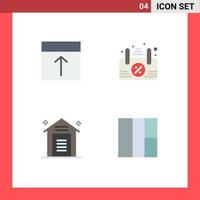 Pack of 4 creative Flat Icons of arrange shopping layout frame storehouse Editable Vector Design Elements