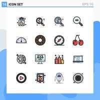 16 User Interface Flat Color Filled Line Pack of modern Signs and Symbols of performance dashboard find zoom search Editable Creative Vector Design Elements