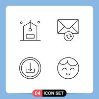 Modern Set of 4 Filledline Flat Colors and symbols such as check basic discount message interface Editable Vector Design Elements