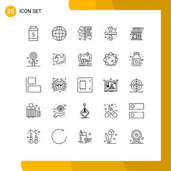 Mobile Interface Line Set of 25 Pictograms of store building education scale tool Editable Vector Design Elements